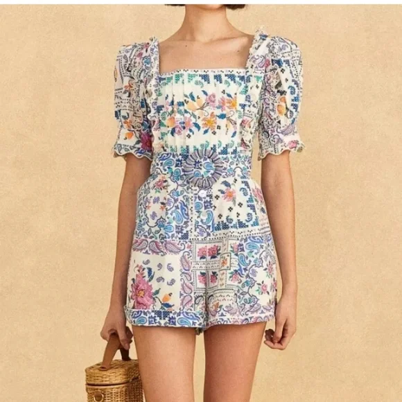 Farm Rio Romantic Bandanas Belted Romper - Picture 4 of 6